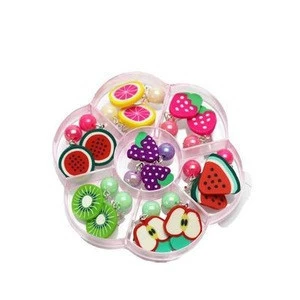 Fashion 7 Pcs/Boxes Children Fruit Earring For Kids Baby Girls Cartoon Party Lovely Flower Ear Clip