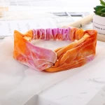 Fashion Cross Head Wrap Hair Band Yoga Running Sport Headbands for Women velvet Elastic Twist Knot Tie Dye Headbands