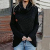 Fashion irregular female button chic cardigan winter wear elegant European lady knit sweater