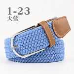 Fashion Unisex Double D Ring Webbing Woven Fabric Belts Canvas Cotton Belt