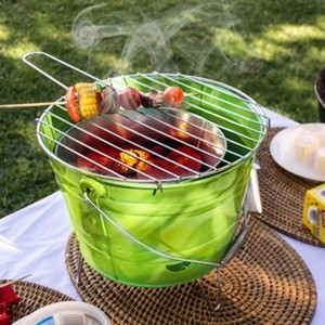 FDA Portable Camping Garden charcoal Barbecue Bucket BBQ Grill for Outdoor Cooking