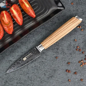 FINDKING Brand damascus knife 3.5 inch fruit knife zebra wooden damascus steel kitchen knives paring knife