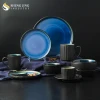 Fine Porcelain Plate Dishes Party Tableware Blue and Black Japanese Dinnerware Set