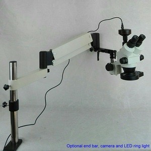 Flexible moving articulated arm stereo zoom boom stand stereo microscope