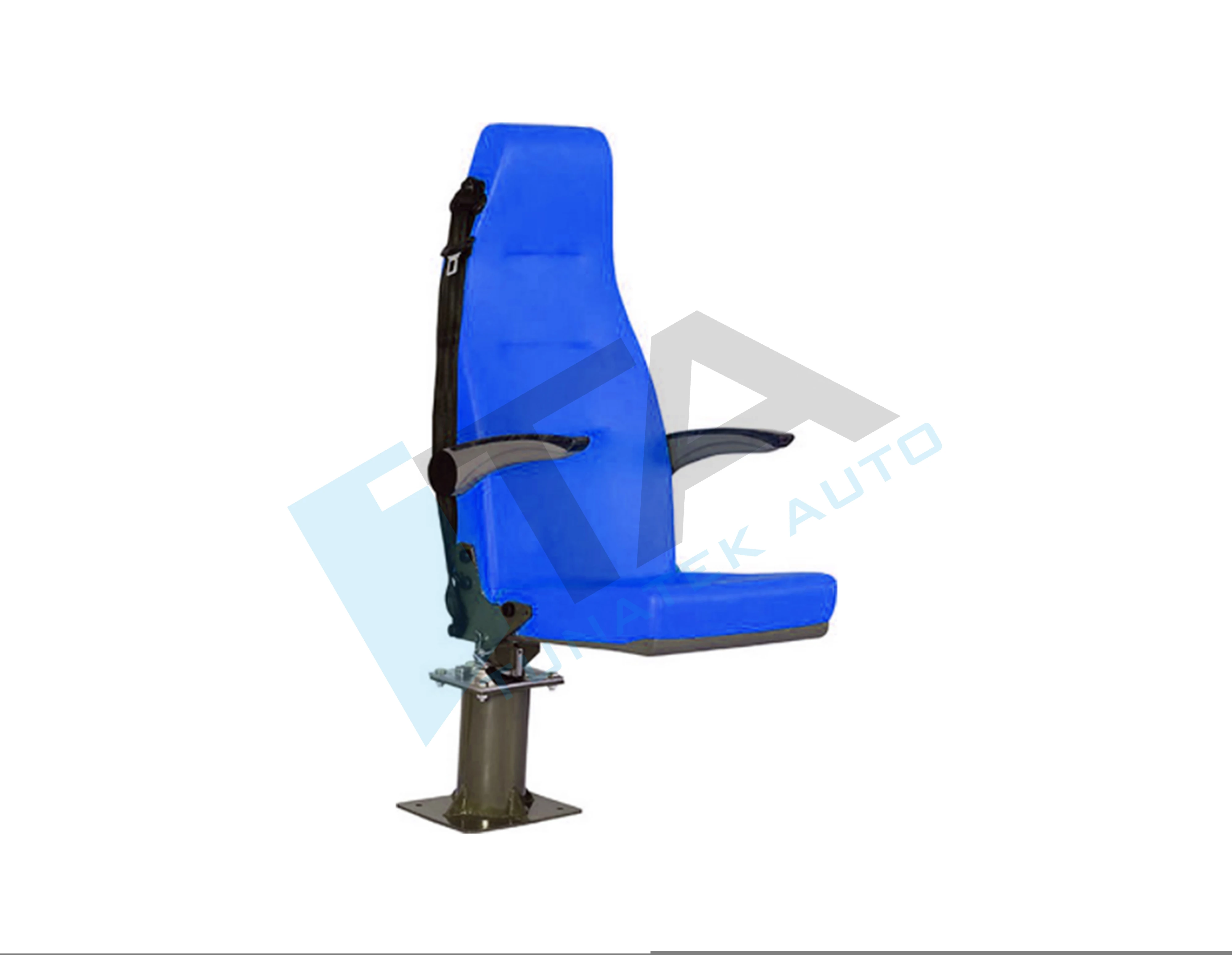 Folding Certificated Swivel Ambulance Seat with double arm rest 3 point seat belt