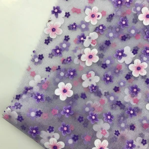 Fonesun-PS442 Digital printing 100% polyester cheap organza tulle fabric lace for girls dresses / garments lace fabric