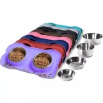 Food Grade Non-Slip Silicone Pet Slow Food Bowl 2 Stainless Steel Dog Bowl