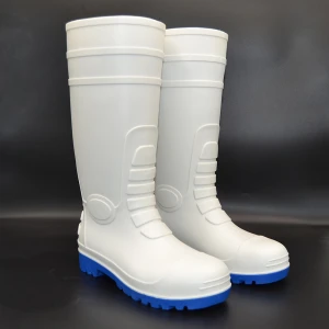 Food industry White fashion safety boots for foodstuffs PVC water resistant rain boot