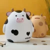 Gift Sets White Cow Large Capacity Resin Coin Piggy Bank Money Box