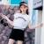 Import Girl clothing set 2021 summer fashion, cotton printed T-shirt + shorts set from China