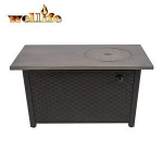Glass Beads Stainless Steel Burner Outdoor Rectangular Fire Pit Bar Table