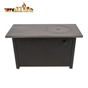 Glass Beads Stainless Steel Burner Outdoor Rectangular Fire Pit Bar Table