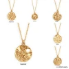 Gold plated  restoring ancient ways relief Taurus zodiac Necklace