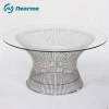 gold stainless steel base frame metal iron wire glass small modern nordic indoor living room tables set round tea coffee table