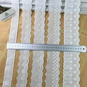 Golden Knit 2cm-7.5cm 100% Cotton Scalloped Eyelet Trimming Lace for baby Woman Garment