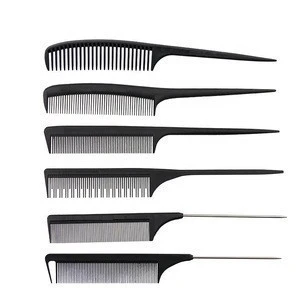Hair salon black carbon fiber hair trim comb static free and heat resistant hairdressing pin tail comb