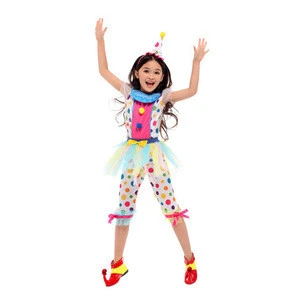 halloween party little girl favorite clothes in the amusement park for kids Colored Clown Costume