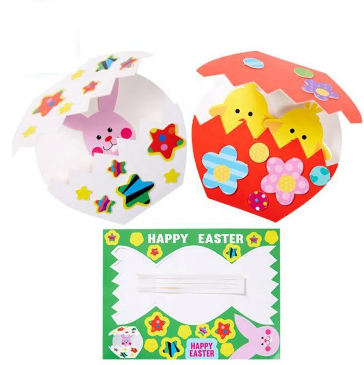 Handmade Easter Egg Chicken Bunny Material Kit Diy Greeting Card Pop Up Card for Kids