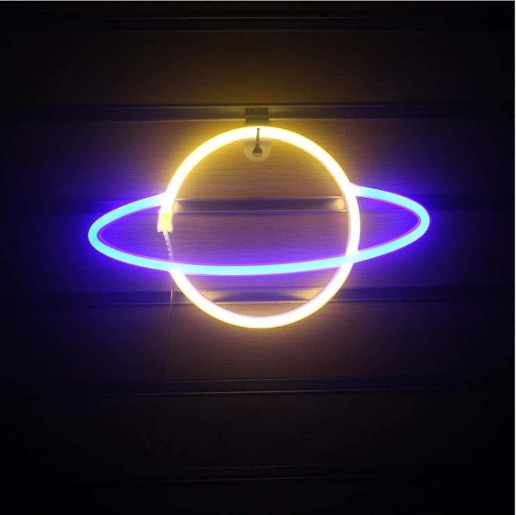 Handmade Home Decor Planet Led Neon Lights Flex Rope Led Neon Wall Decorative Lights