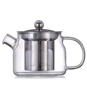 Heat-resistant stainless steel filter colored handles flower tea pot sets
