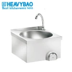 Heavybao Kitchen Stainless Steel Knee Operated Round Sink Wash Basin