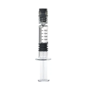 Hemp-1ml Luer Lock Glass Syringe Injector with Metal Plunger for Thick Cbd Oil