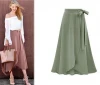HFS1678B Europe Elegant Women Clothing High Waist Slit Ladies Long Skirt With Belt
