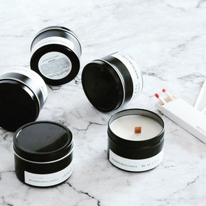 High-end luxury spa massage natural soy wax classic lights customized scented tin round black metal candle lids