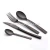 Import high grade royal flatware set square handle design tableware stone polish black cutlery black knife fork spoon set from China