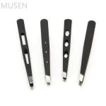 High Quality  Black Tweezers stainless steel  Eyebrow Eyelash Tweezers