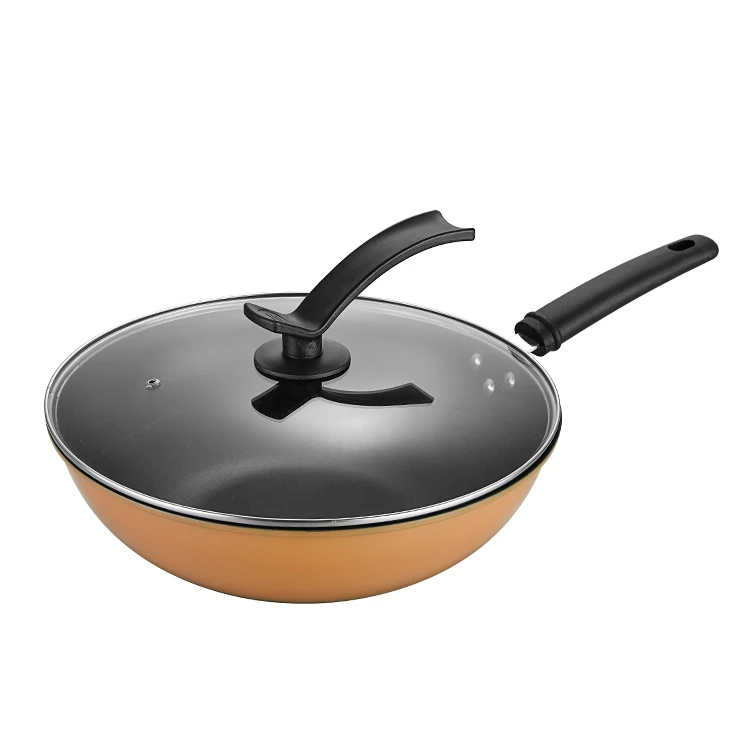 High Quality Chinese Non-stick Cookware 32cm Cast Iron Wok Pan without Lids Fish Scale Fry Pan Pots Wok Pan
