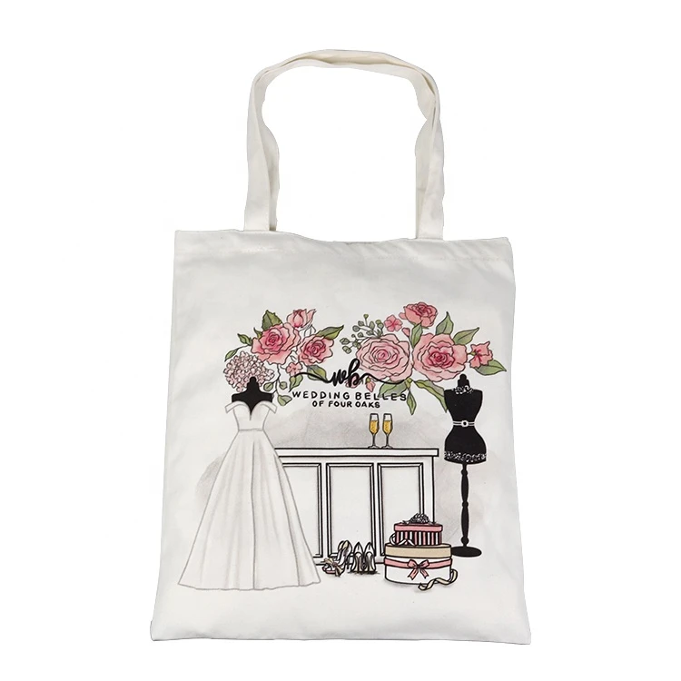 High Quality Reusable White Tote Canvas Cotton Fabric Bag With Logo Design