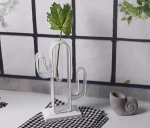 Home goods decorative flower  glass metal tall vase