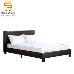 Hostel Furniture Cheap Bed PU Double Bed Leather Platform Bed