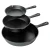 Import hot health classic 3 pcs cast iron preseasoned cookware fry pan set from China