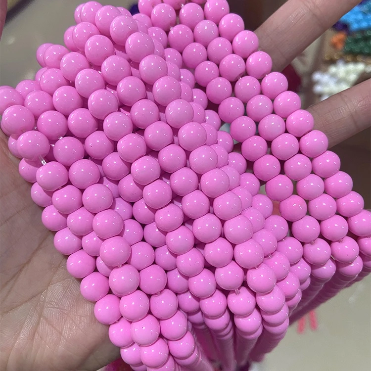 hot pink glass beads round 8mm for jewelry making beaded bracelet jewelry
