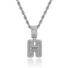 Hot Sale 14K Gold Plated Copper Zircon Colgante Bling Initial Custom Letter Pendant For Men