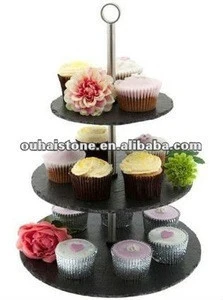 hot sale 3 layer cake stand with natural material slate