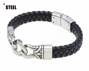 Hot Sale Minimalist Jewelry Accessories Stainless Steel Bracelet Mens Leather bracelet
