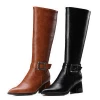Hot sale winter fashion pointed toe women long boots low heel full elastic lady boots
