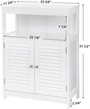 Hot-selling Bathroom Storage Floor Cabinet Free Standing with Double Shutter Door and Adjustable Shelf White