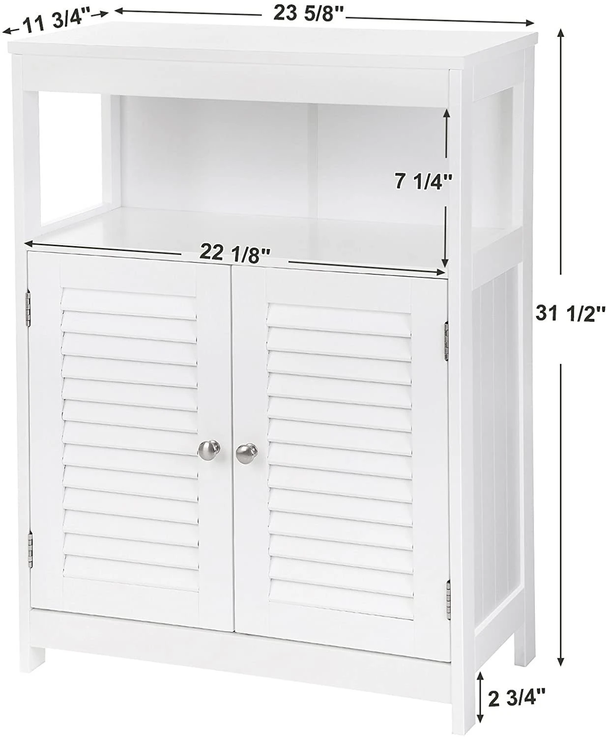 Hot-selling Bathroom Storage Floor Cabinet Free Standing with Double Shutter Door and Adjustable Shelf White