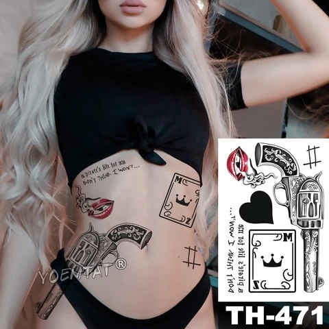 Hot Selling Grey Lace Gun Women Waterproof Sexy Temporary Tattoo Sticker