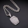 Iced out CZ Cubic Zirconium full paved newest fashion bling Watch style pendant necklace Dial watch Pendant necklace hip hop