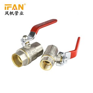 Ifan high quality brass iron core vale used for pex pipe water and oil long red handle female male ball valve