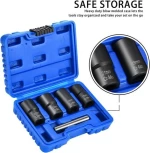 Impact Bolt Nut Removal Extractor Socket Tool Set with Center Punch Bar Twist Socket Set Lug Nut Remover Extractor Tool