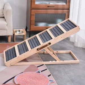 Indoor Pet Ramp Couch Wooden Folding Pet Stairs Dog Ramp Non Slip Adjustable Portable Pet Small Dog Ramps Climbing Ladder