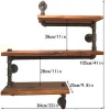 Industrial iron furniture wood wall decorative corner rustic metal pipe shelf bookcase