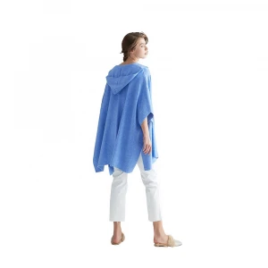 Italian Brand Finery 2020 Custom Hooded Shawl Knit Poncho Sweater For Women