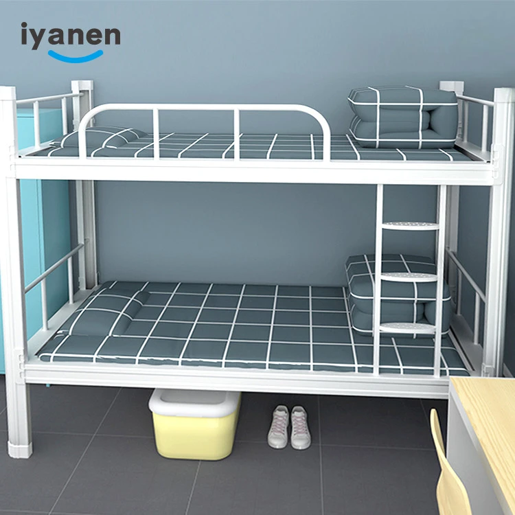 Iyanen customize KD structure metal frame dormitory beds students steel apartment bunk bed adult steel bunk bed price